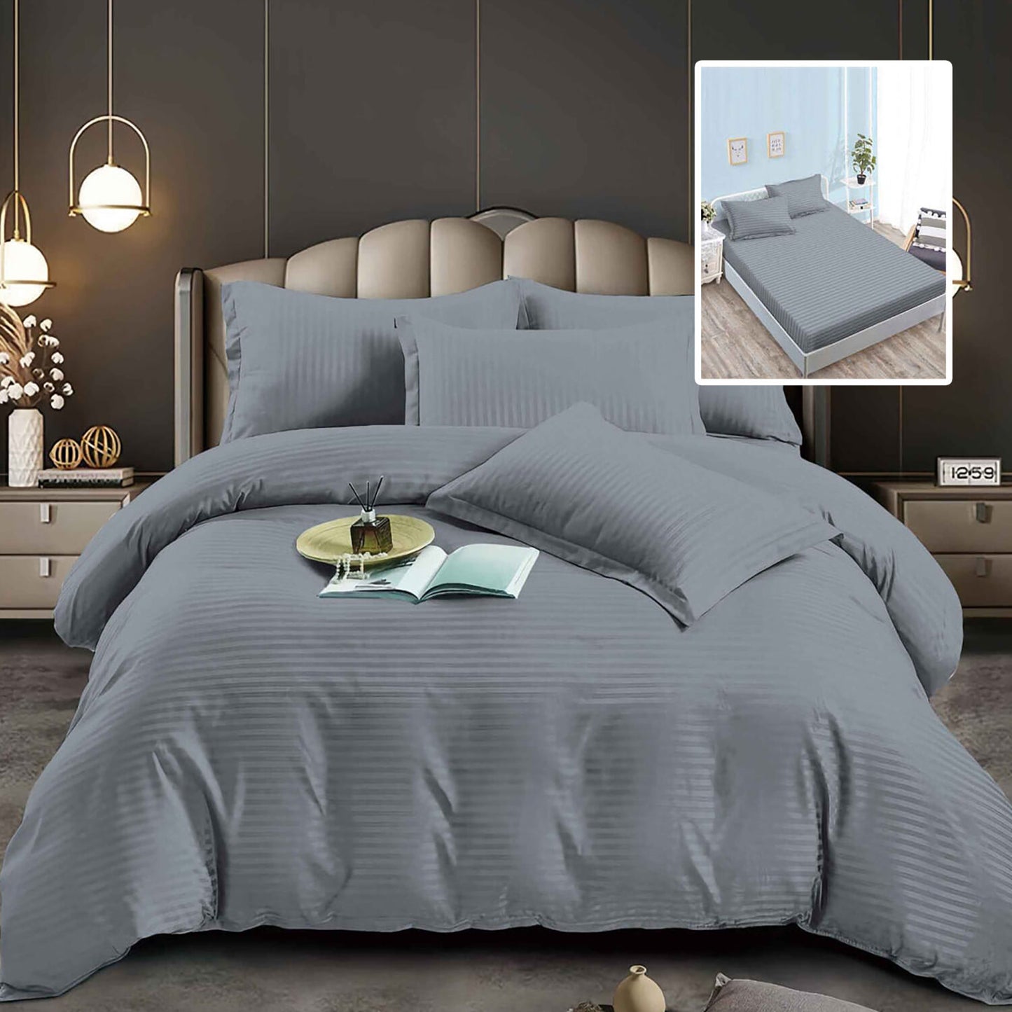 Lenjerie de pat damasc-policoton cu husă universală 160 și 180 x 200 cm