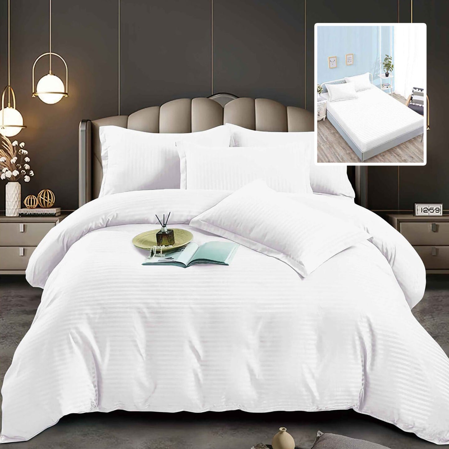 Lenjerie pat damasc-policoton, husă universală 160/180x200 cm