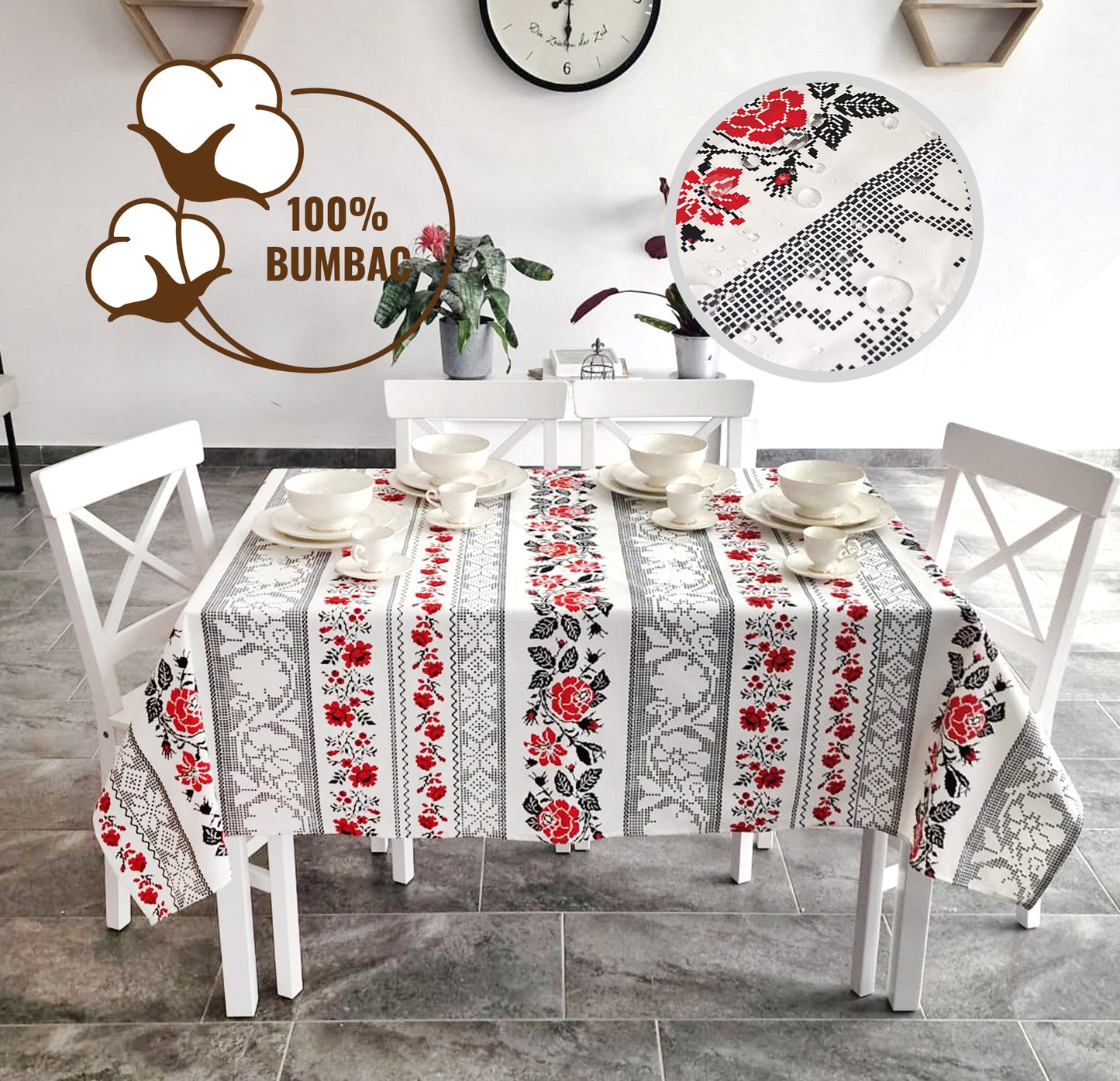 Față de masă antimurdărie, 100% bumbac