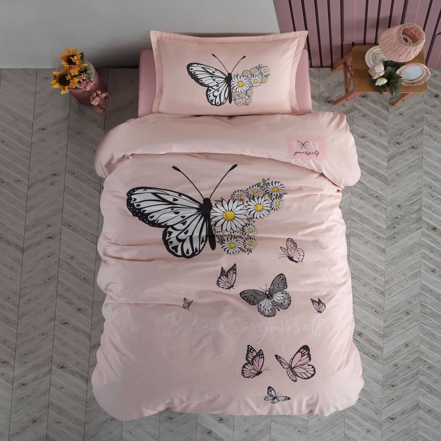 Lenjerie pat 100% bumbac, fluture