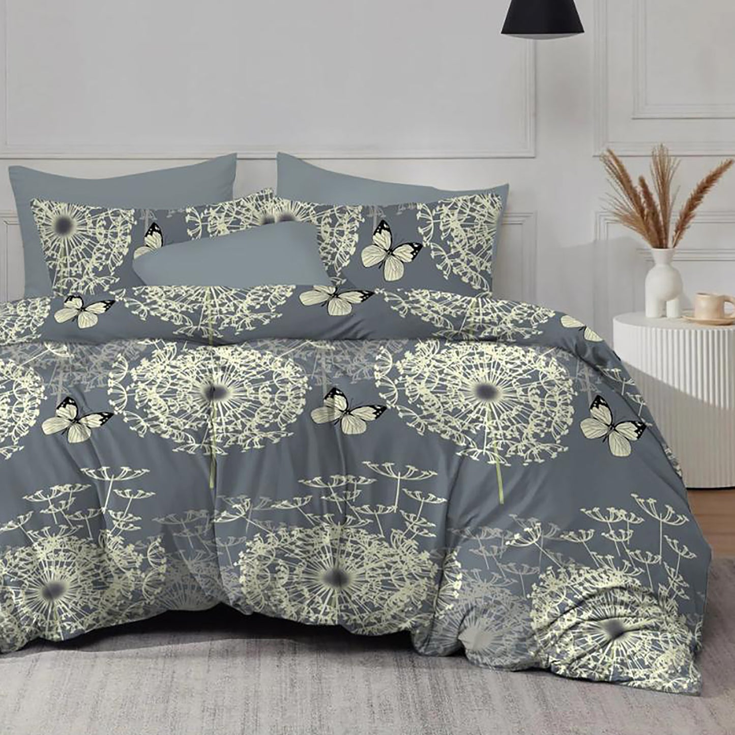 Lenjerie de pat Evolution, 4 piese, păpădie cu fluturi