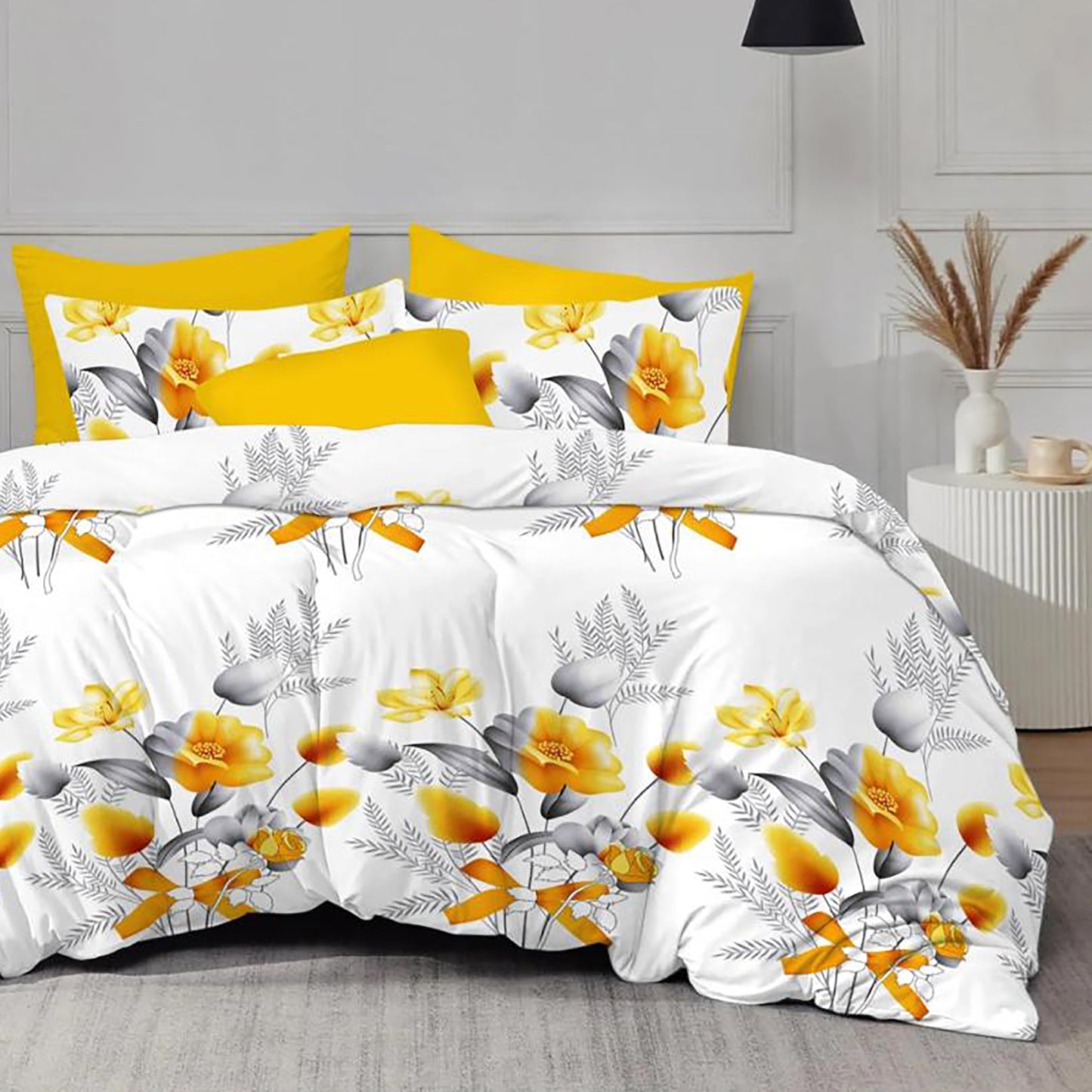 Lenjerie de pat Evolution, 4 piese, flori galbene