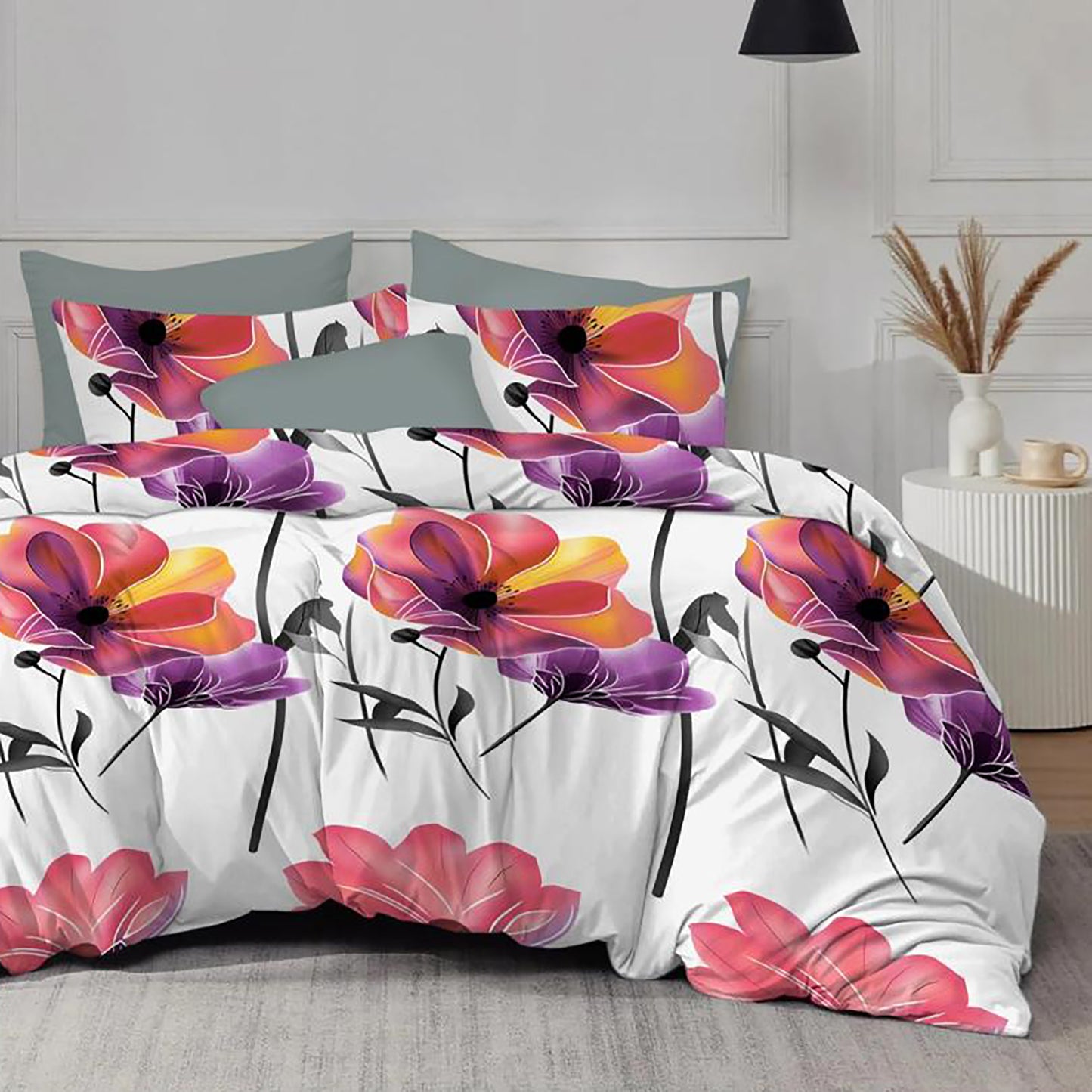 Lenjerie de pat Evolution, 4 piese, floare de foc