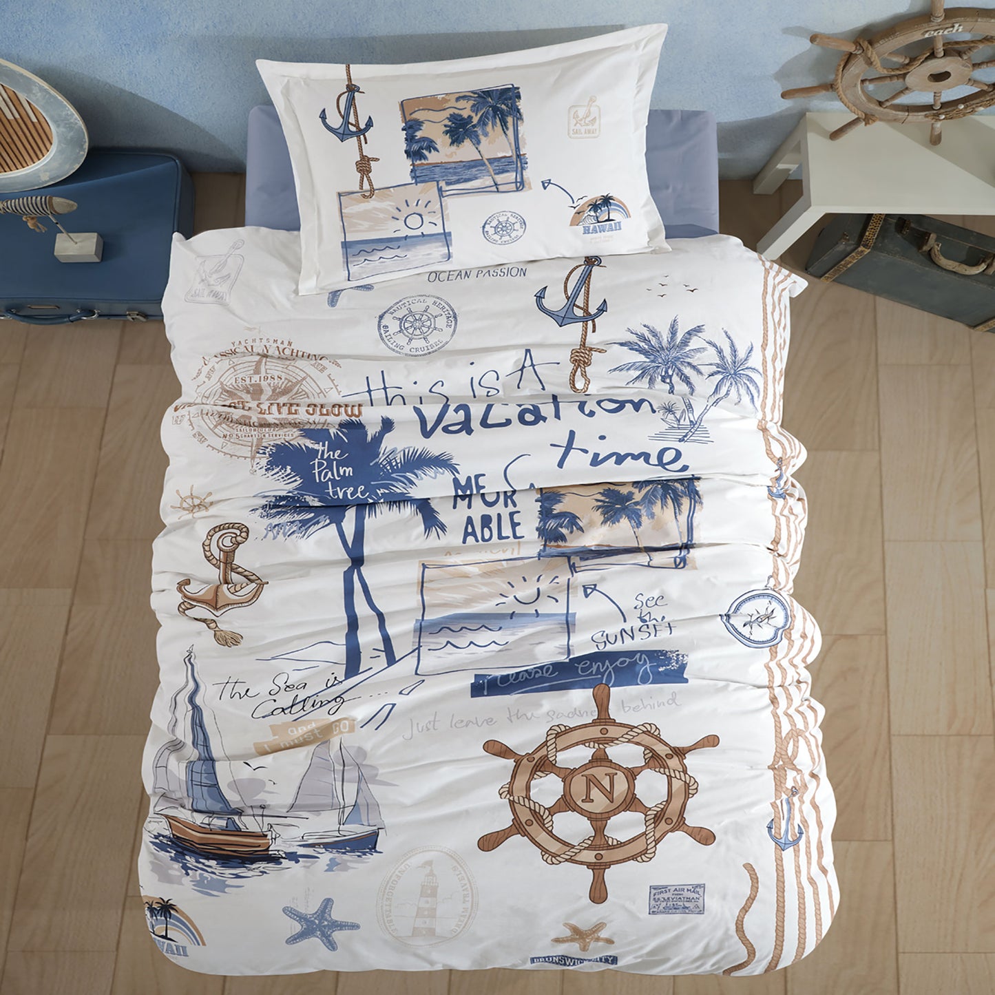 Lenjerie pat 100% bumbac, marinar