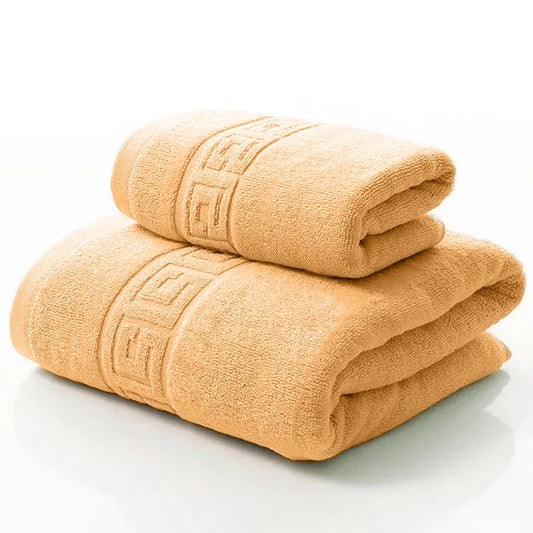 Set 2 Prosoape de baie Bumbac calitate Premium, 50X90 cm, 70x140 cm, Mustar deschis