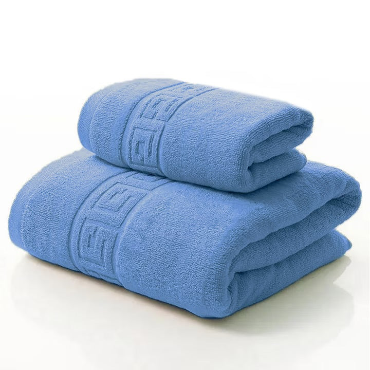 Set 2 Prosoape de baie Bumbac calitate Premium, 50X90 cm, 70x140 cm, Albastru