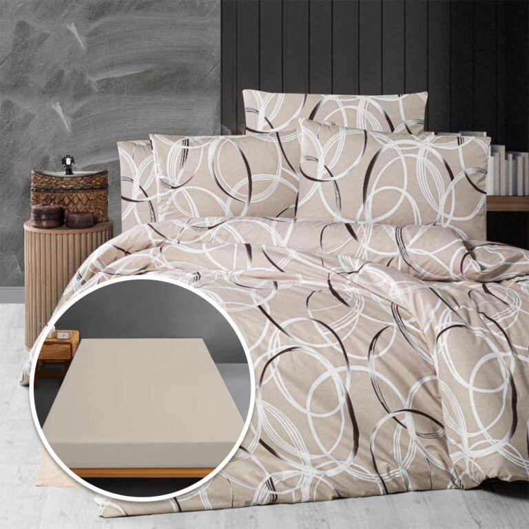 Lenjerie pat 100% bumbac cu husă universală 160/180x200 cm