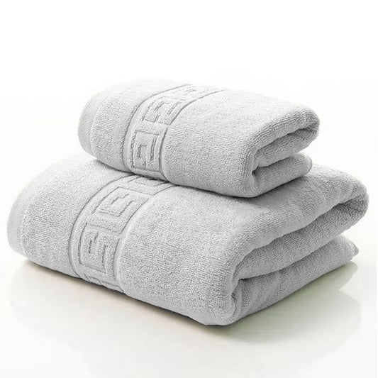 Set 2 Prosoape de baie Bumbac calitate Premium, 50X90 cm, 70x140 cm, Gri