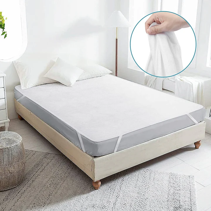 Protecție impermeabilă pentru saltea frotir cu elastic, 100% bumbac
