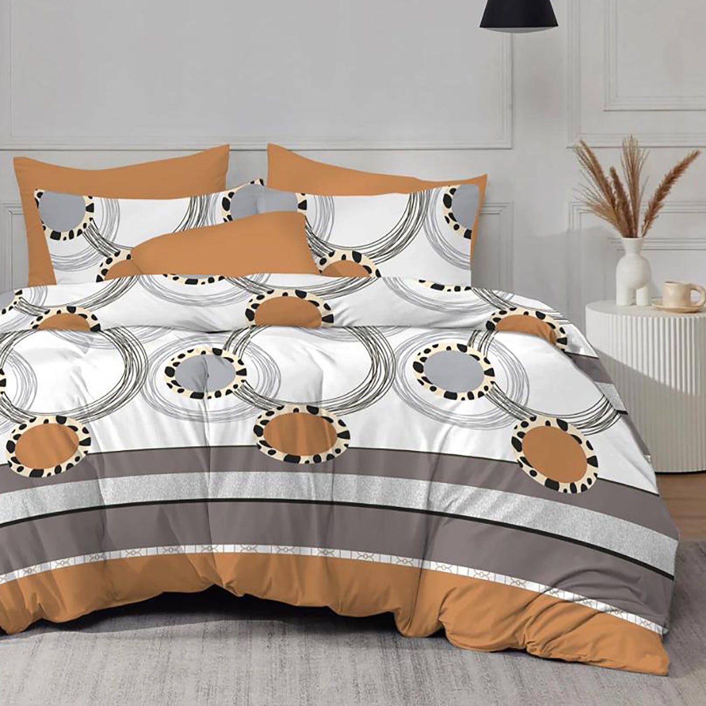 Lenjerie de pat Evolution, 4 piese, cercuri maro