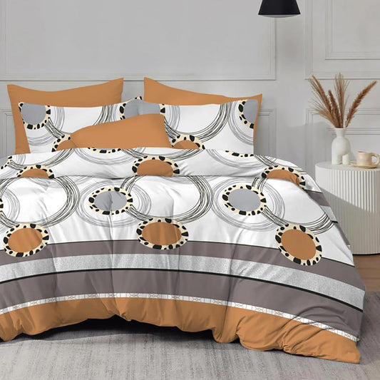 Lenjerie de pat Evolution, 4 piese, cercuri maro