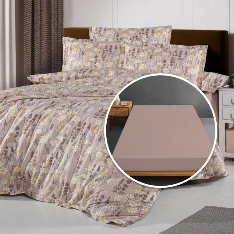 Lenjerie pat 100% bumbac cu husă universală 160/180x200 cm