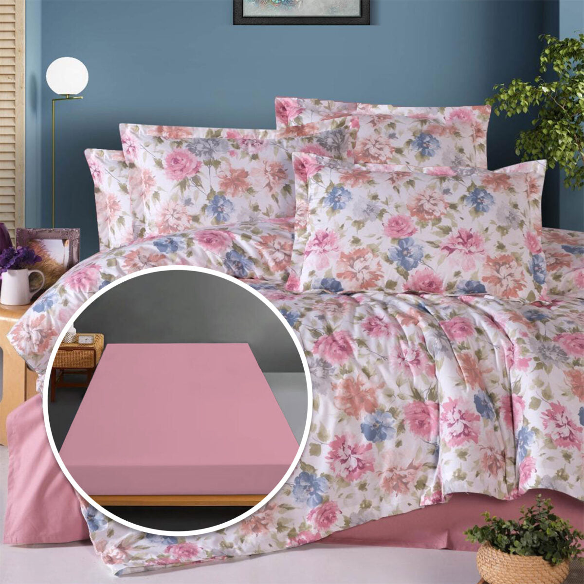 Lenjerie pat 100% bumbac cu husă universală 160/180x200 cm