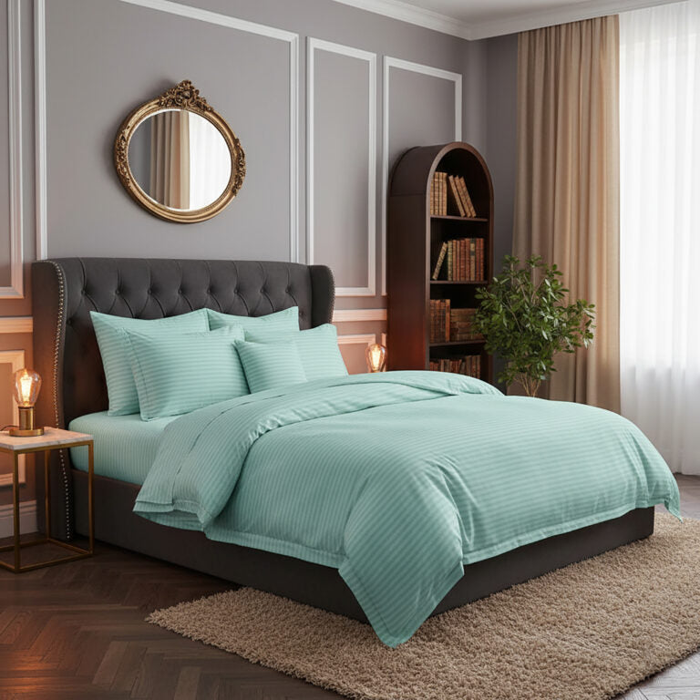 Lenjerie pat 100% bumbac damasc, mint