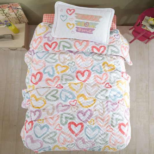 Cuvertură pat o persoană, inimi