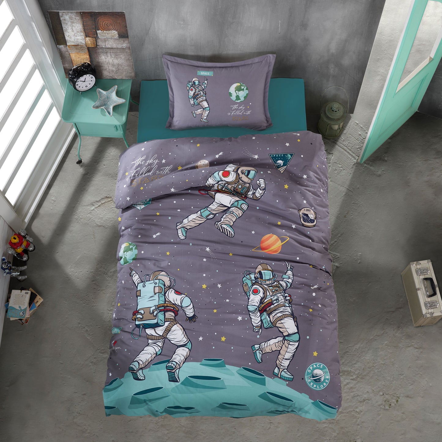 Lenjerie pat 100% bumbac, cosmic