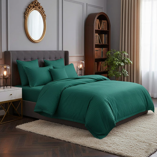 Lenjerie pat 100% bumbac damasc, verde