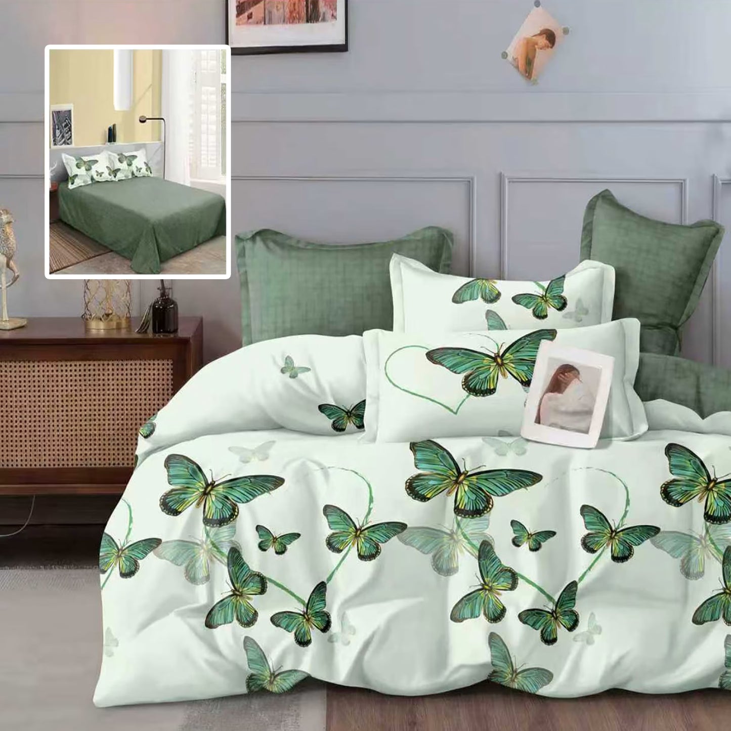 Lenjerie de pat 6 piese, cu cearceaf