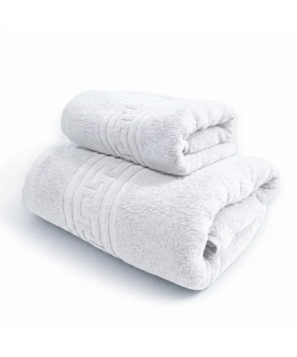 Set 2 Prosoape Ultra Soft, 100% Bumbac, Fir Dublu, 500 g/mp, 50x90 cm + 70x140 cm, alb