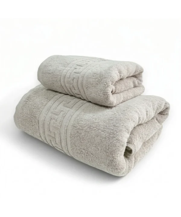 Set 2 Prosoape Ultra Soft, 100% Bumbac, Fir Dublu, 500 g/mp, 50x90 cm + 70x140 cm, gri