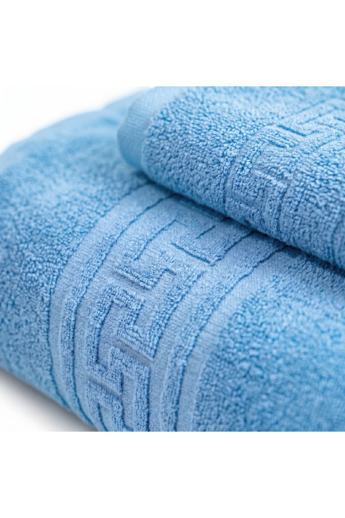 Set 2 Prosoape Ultra Soft, 100% Bumbac, Fir Dublu, 500 g/mp, 50x90 cm + 70x140 cm, albastru - imagine 2