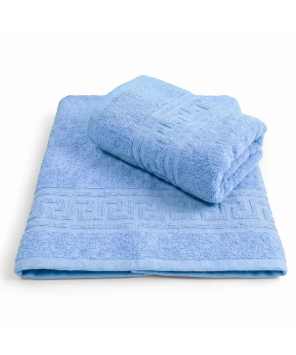 Set 2 Prosoape Ultra Soft, 100% Bumbac, Fir Dublu, 500 g/mp, 50x90 cm + 70x140 cm, albastru - imagine 3