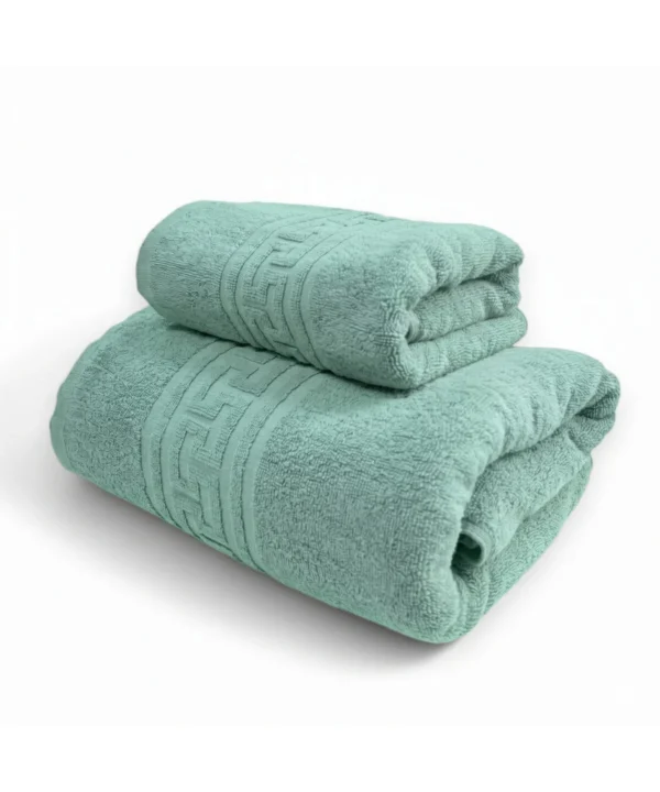Set 2 Prosoape Ultra Soft, 100% Bumbac, Fir Dublu, 500 g/mp, 50x90 cm + 70x140 cm, mentă