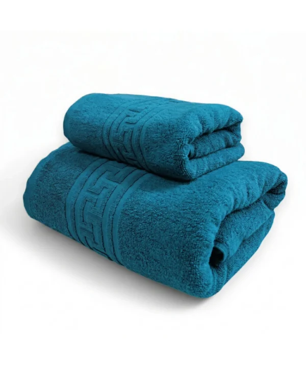 Set 2 Prosoape Ultra Soft, 100% Bumbac, Fir Dublu, 500 g/mp, 50x90 cm + 70x140 cm, turcoaz