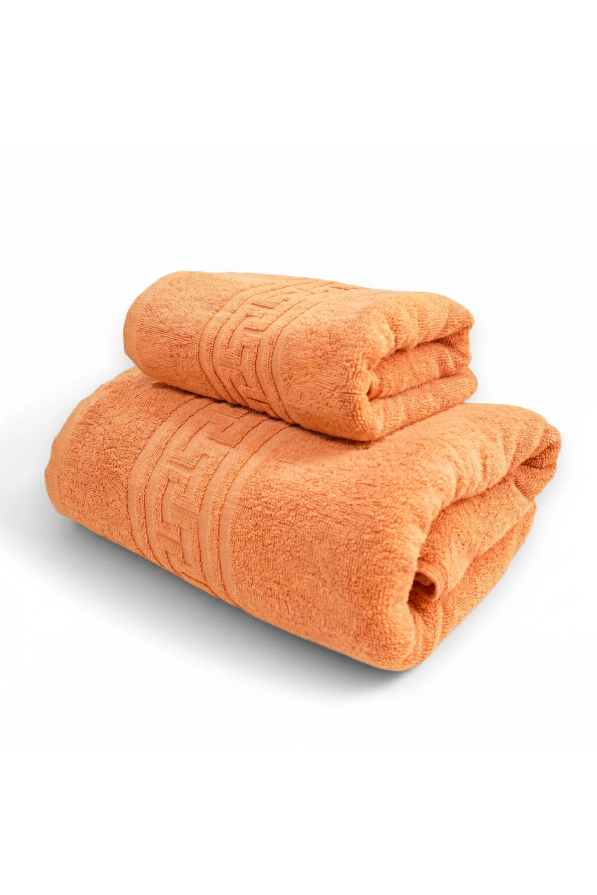 Set 2 Prosoape Ultra Soft, 100% Bumbac, Fir Dublu, 500 g/mp, 50x90 cm + 70x140 cm, portocaliu