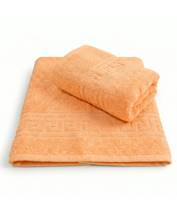Alternative view of Set 2 Prosoape Ultra Soft, 100% Bumbac, Fir Dublu, 500 g/mp, 50x90 cm + 70x140 cm, portocaliu