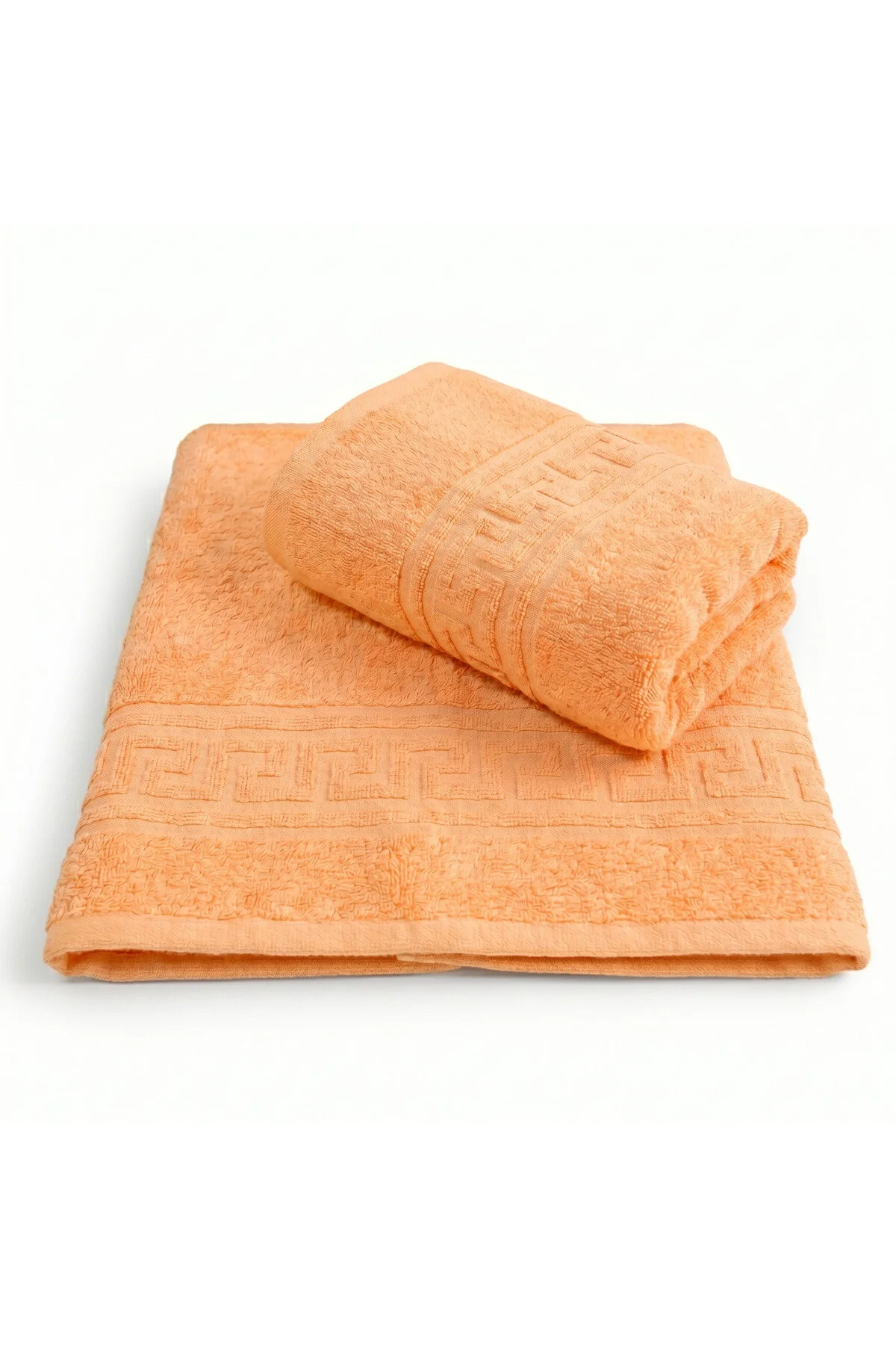 Set 2 Prosoape Ultra Soft, 100% Bumbac, Fir Dublu, 500 g/mp, 50x90 cm + 70x140 cm, portocaliu - imagine 2