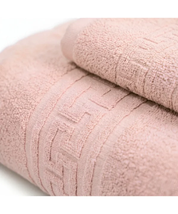 Alternative view of Set 2 Prosoape Ultra Soft, 100% Bumbac, Fir Dublu, 500 g/mp, 50x90 cm + 70x140 cm, roz