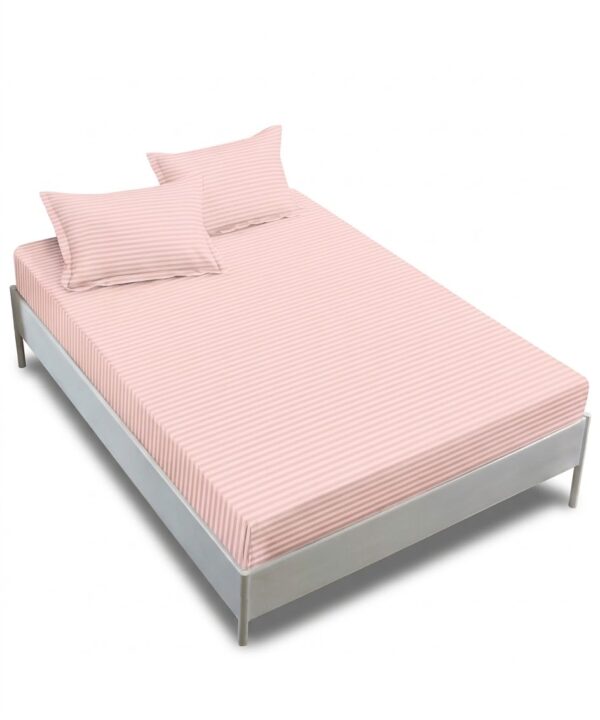 Husă cu elastic Băile Herculane, damasc policoton universală, pentru saltea de 160x200cm și 180x200cm, cu două fețe de pernă 50 x 70 cm, roz