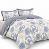 Lenjerie de pat Grădini Dobrogene, 6 piese, două fețe, 100% bumbac percale, bleu