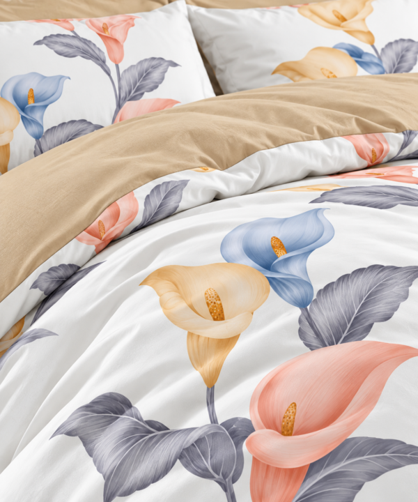Alternative view of Lenjerie de pat Grădini Dobrogene, 6 piese, două fețe, 100% bumbac percale, alb