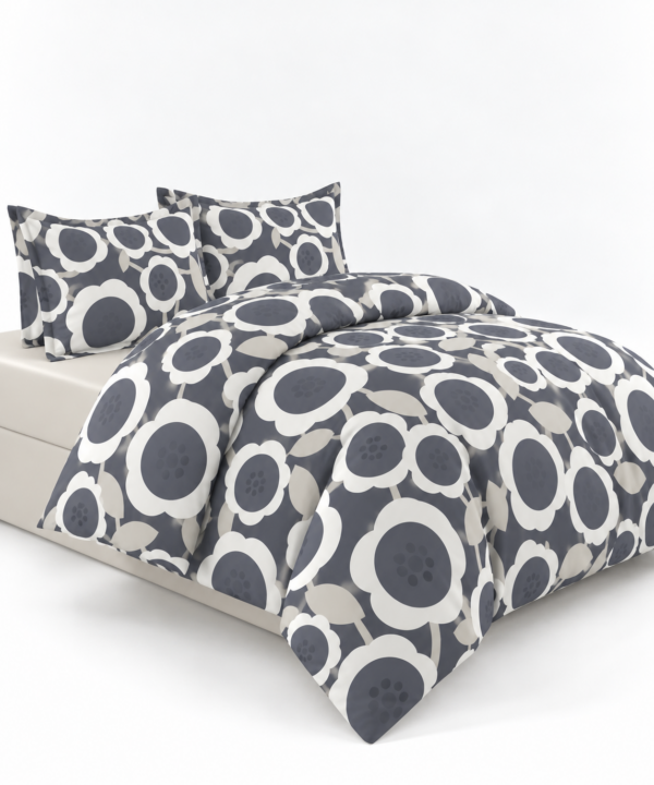 Lenjerie de pat Grădini Dobrogene, 6 piese, două fețe, 100% bumbac percale, antracit