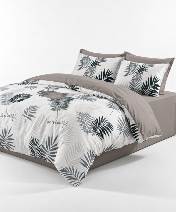 Lenjerie de pat Grădini Dobrogene, 6 piese, două fețe, 100% bumbac percale, alb - imagine 3