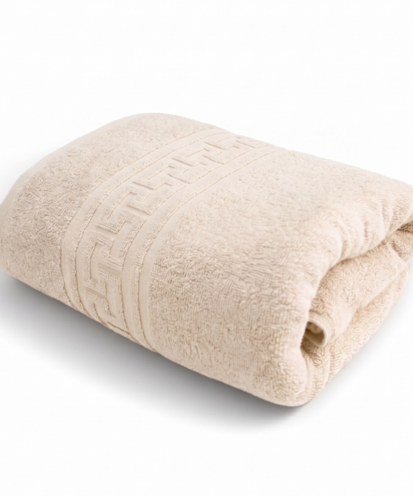 Prosop greek border, 100% bumbac, fir dublu și absorbție maximă, crem