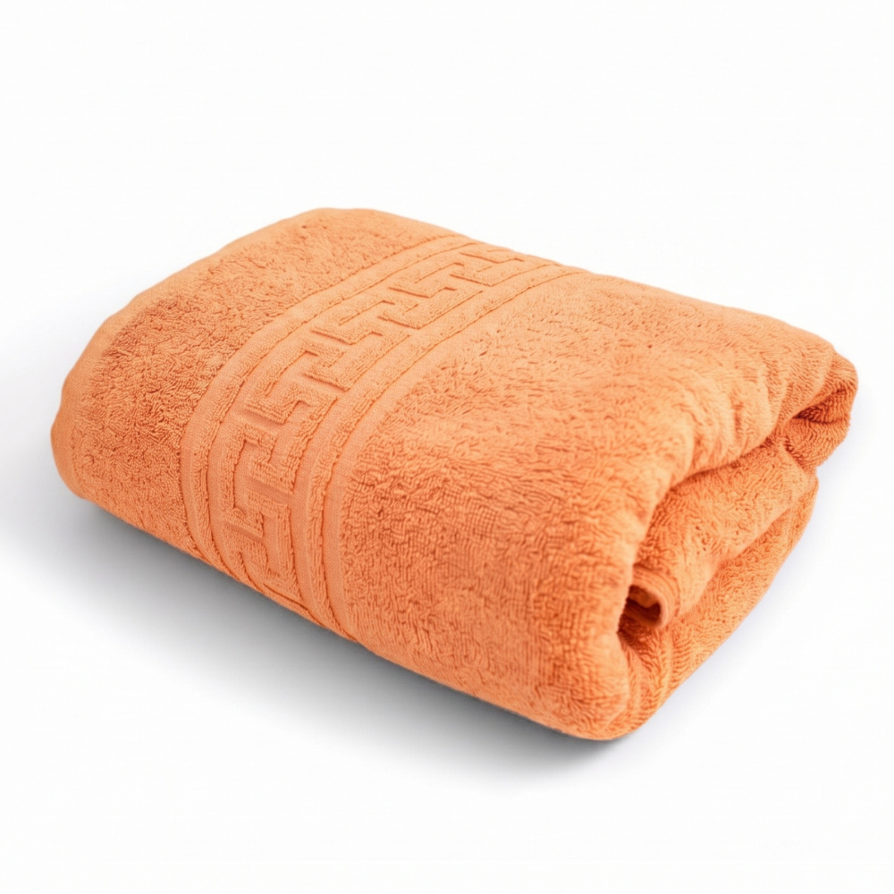 Prosop greek border, 100% bumbac, fir dublu și absorbție maximă, portocaliu