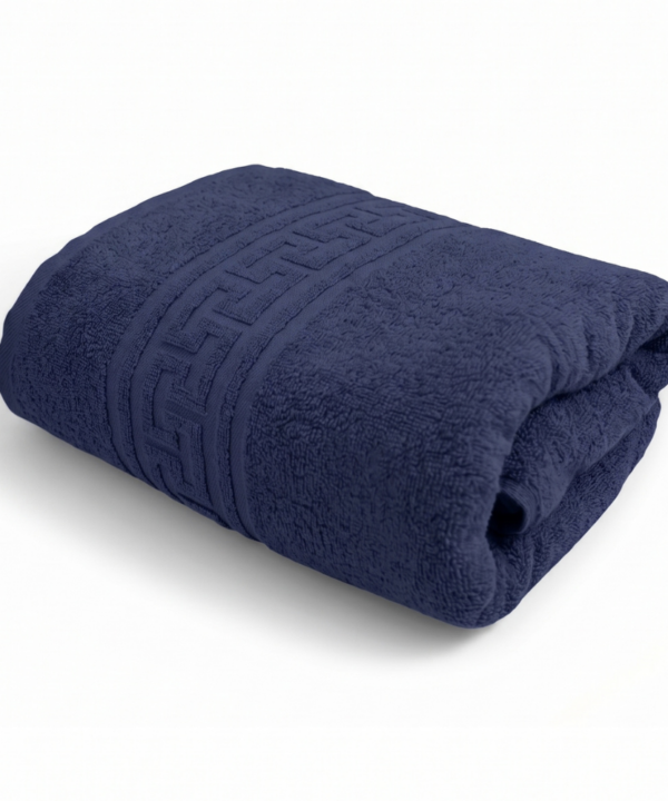 Prosop greek border, 100% bumbac, fir dublu și absorbție maximă, bleumarin