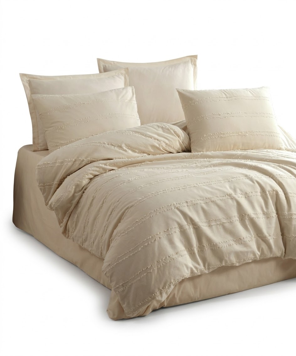 Lenjerie de pat Culmi Bucovinene, 100% bumbac ranforce, 4 piese, cearceaf 240 x 260 cm, crem