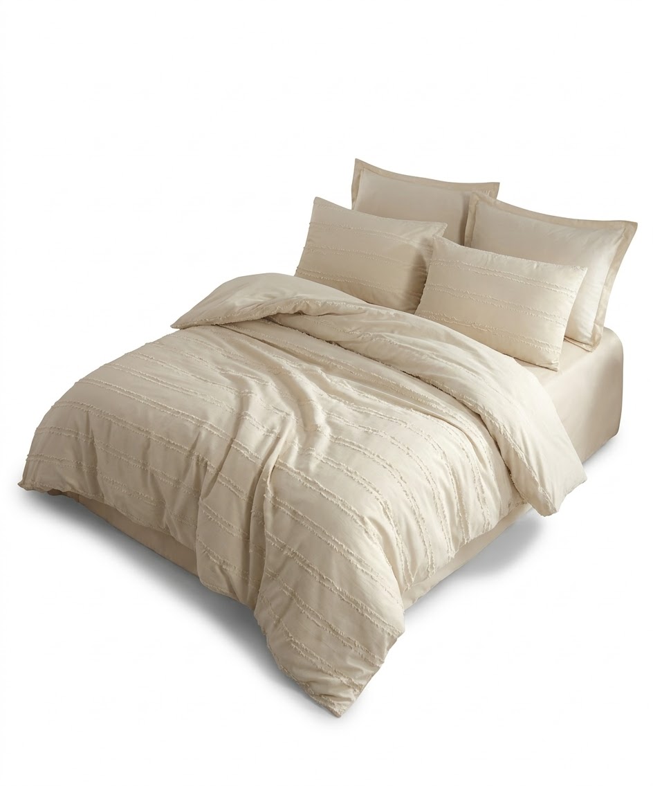 Lenjerie de pat Culmi Bucovinene, 100% bumbac ranforce, 4 piese, cearceaf 240 x 260 cm, crem - imagine 3