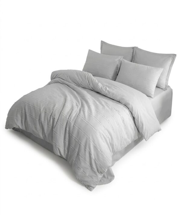 Lenjerie de pat Culmi Bucovinene, 100% bumbac ranforce, 4 piese, cearceaf 240 x 260 cm, gri