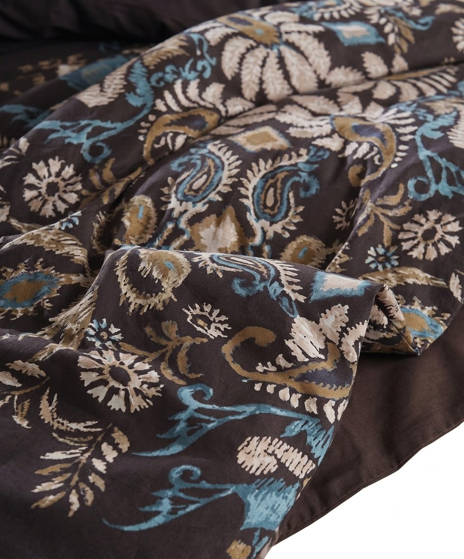 Lenjerie de pat Brize Dunărene, 100% bumbac satinat, 4 piese, cearceaf 240 x 260 cm, maro - imagine 3
