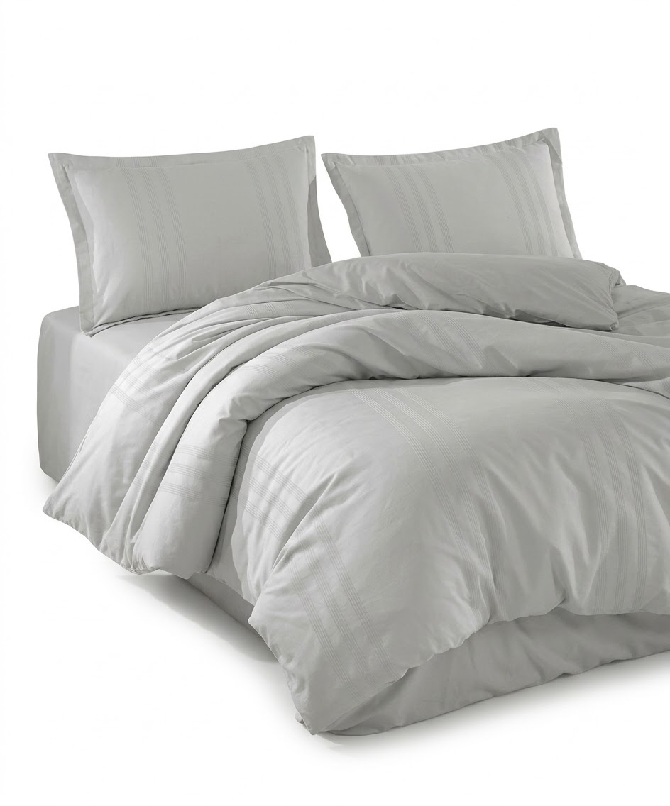 Lenjerie de pat Culmi Bucovinene, 100% bumbac ranforce, 4 piese, cearceaf 240 x 260 cm, gri deschis - imagine 3