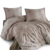 Lenjerie de pat Brize Dunărene, 100% bumbac satinat, 4 piese, cearceaf 240 x 260 cm, bej