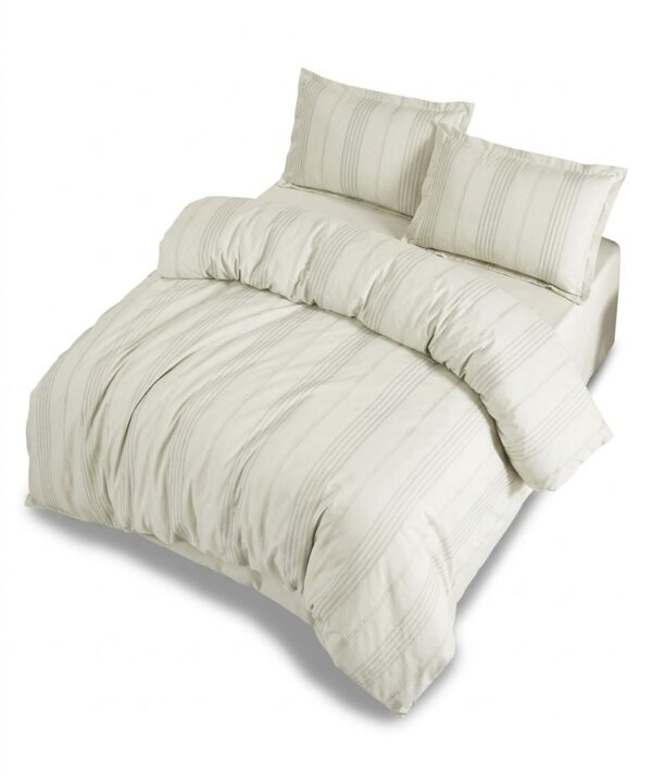 Lenjerie de pat Culmi Bucovinene, 100% bumbac ranforce, 4 piese, cearceaf 240 x 260 cm, ivoire