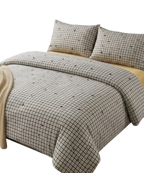 Lenjerie de pat Iarnă Brașoveană, 4 piese, cearceaf cu elastic universal 160/180 x 200 cm, galben