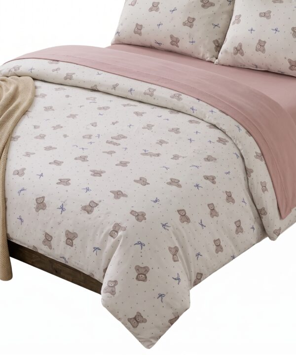 Alternative view of Lenjerie de pat, 4 piese, cearceaf cu elastic universal 160/180 x 200 cm, roz