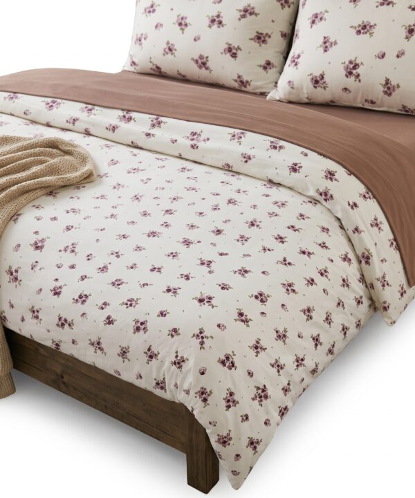 Lenjerie de pat, 4 piese, cearceaf cu elastic universal 160/180 x 200 cm, alb - imagine 3